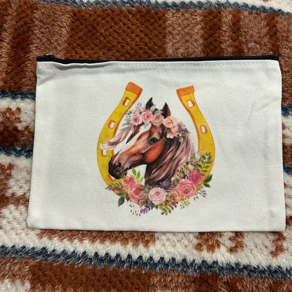 **2/$10** Floral Horse Print Pouch
